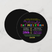 HET IS ELEKTRISCH! NEON GLOW Bar Mitzvah uitnodigi Kaart (Voorkant / Achterkant)