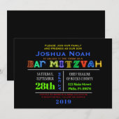 HET IS ELEKTRISCH! NEON GLOW Bar Mitzvah Uitnodigi Kaart (Voorkant / Achterkant)