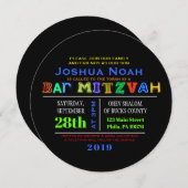 HET IS ELEKTRISCH! NEON GLOW Bar Mitzvah Uitnodigi Kaart (Voorkant / Achterkant)