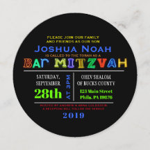 HET IS ELEKTRISCH! NEON GLOW Bar Mitzvah Uitnodigi