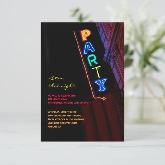 HET IS ELEKTRISCH! NEON SIGN Bar Mitzvah Reply Ca Kaart (Staand voorkant)