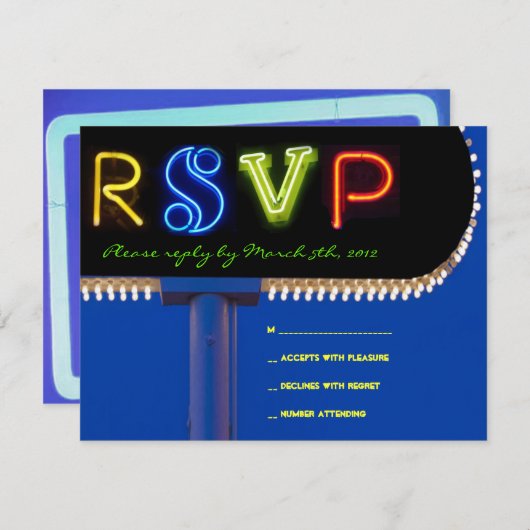 HET IS ELEKTRISCH!  NEON SIGN Bar Mitzvah Reply Ca RSVP Kaartje (Voorkant / Achterkant)