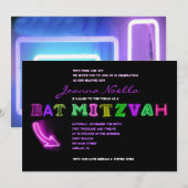 HET IS ELEKTRISCH!  NEON SIGN Bat Mitzvah Uitnodig Kaart (Voorkant / Achterkant)