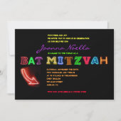 HET IS ELEKTRISCH!  NEON SIGN Bat Mitzvah Uitnodig Kaart (Voorkant)