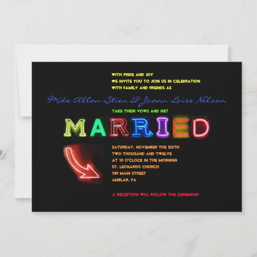 HET IS ELEKTRISCH! NEON SIGN Wedding Invitation Kaart (Voorkant)