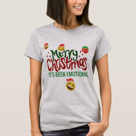 Het Is Emotioneel Vrolijk Kerstmis Grappige Emoji T-shirt