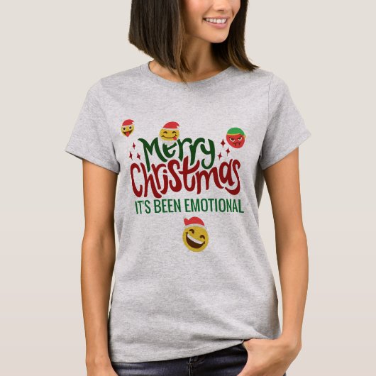 Het Is Emotioneel Vrolijk Kerstmis Grappige Emoji T-shirt (Voorkant)
