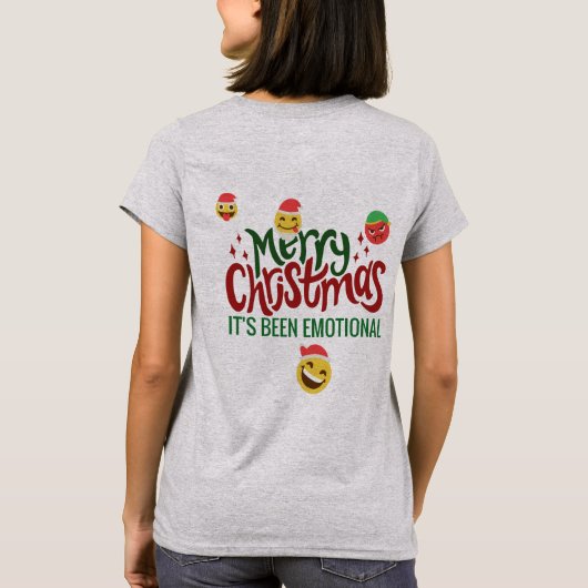 Het Is Emotioneel Vrolijk Kerstmis Grappige Emoji T-shirt (Achterkant)