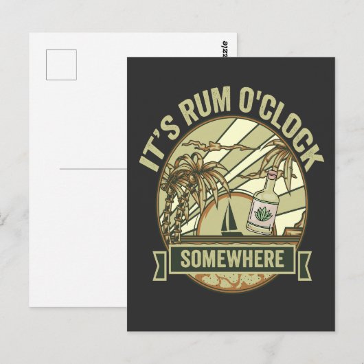 Het is ergens Rum O'clock Fun Vakantie Briefkaart (Voorkant / Achterkant)