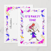 Het is feest, mevrouw uitnodiging briefkaart (Voorkant / Achterkant)