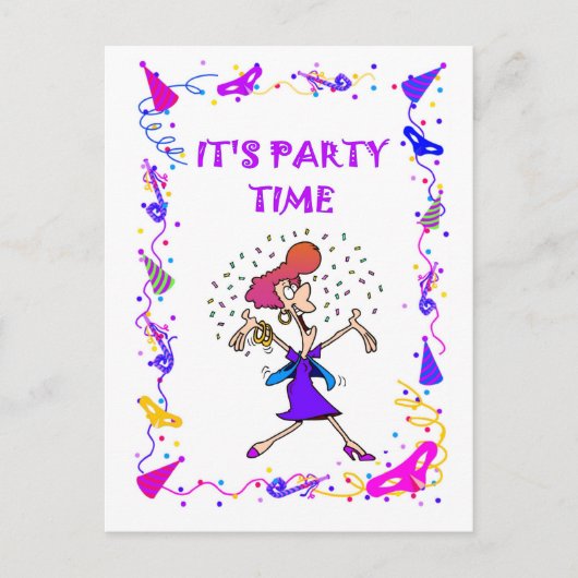 Het is feest, mevrouw uitnodiging briefkaart (Voorkant)