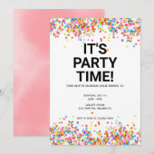 Het is feest Tijd Verjaardagsuitnodiging Kaart (Voorkant / Achterkant)