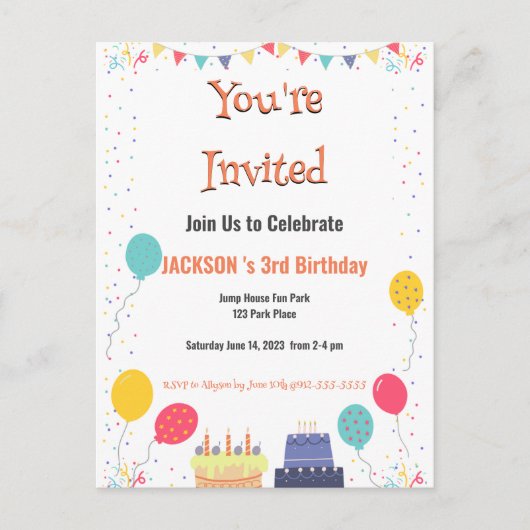 Het is Feest Verjaardagsuitnodiging Briefkaart (Voorkant)