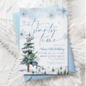 Het is feesttijd, blauwe winterverjaardagsuitnodig kaart
