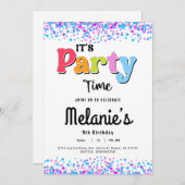 Het is feesttijd - Confetti-feestuitnodiging Kaart (Voorkant / Achterkant)
