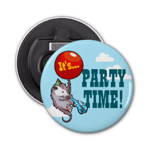 Het is FEESTTIJD! drijvende opossum ballonopossum Button Flesopener