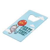 Het is FEESTTIJD! drijvende opossum ballonopossum Creditkaart Flessenopener (Voorkant Gekanteld)