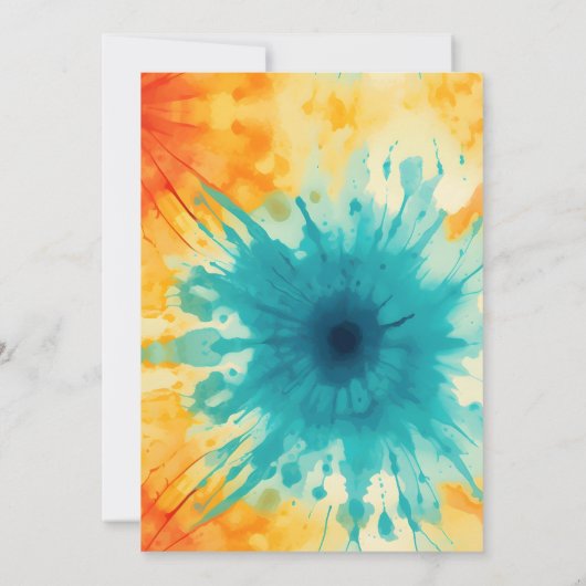 Het is feesttijd Groovy Tie Dye Verjaardag Uitnodi Kaart (Achterkant)