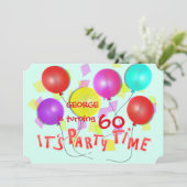 Het is feesttijd kleurrijke ballonnen gepersonalis kaart (Staand voorkant)