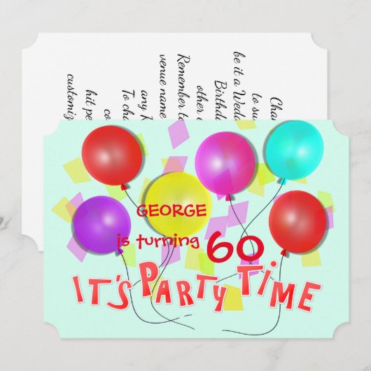 Het is feesttijd kleurrijke ballonnen gepersonalis kaart (Voorkant / Achterkant)