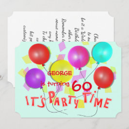 Het is feesttijd kleurrijke ballonnen gepersonalis kaart