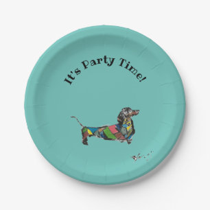Het is feesttijd! Papieren Borden met Dachshund Bordje