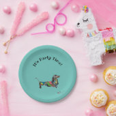 Het is feesttijd! Papieren Borden met Dachshund Papieren Bordje (Feest)