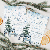 Het is feesttijd Penguin winter verjaardagsuitnodi Kaart