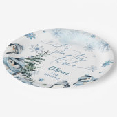 Het is feesttijd Pinguïn winter verjaardag Papieren Bordje (Gekanteld)