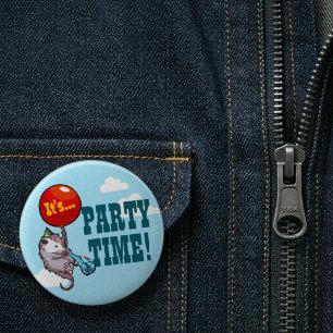 Het is FEESTTIJD! Zwevende Opossum Ballonbuidelrat Ronde Button 5,7 Cm
