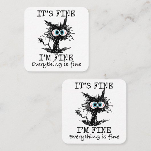 Het is Fijn Grappig Kat T-shirt - Classic Fit Vierkante Visitekaartje (Voorkant / Achterkant)