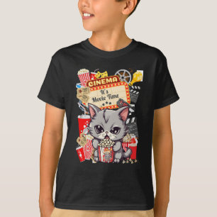 Het is filmtijd met popcornkat t-shirt