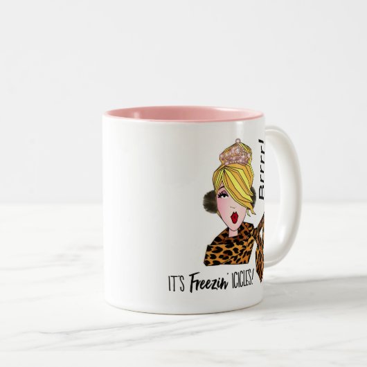 "Het is freezin" Icicles" Diva Two-Tone Coffee Mok (Voorkant rechts)