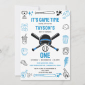 Het is Game Time Baseball 1e Verjaardag – Leuke Sp Kaart (Voorkant)