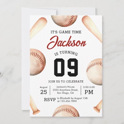 Het is Game Time Baseball verjaardagsfeestje Kaart (Voorkant)