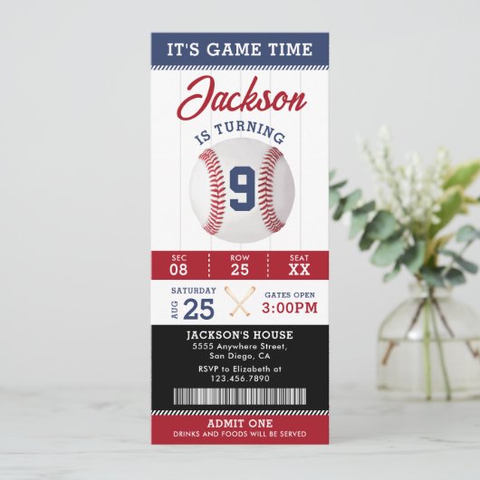 Het is Game Time Baseball verjaardagsfeestje Kaart (Staand voorkant)