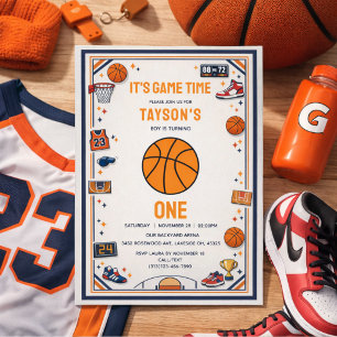 Het is Game Time Basketball 1e verjaardag Rookie j Kaart