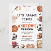 Het is Game Time Birthday Basketball Football Spor Kaart (Voorkant)