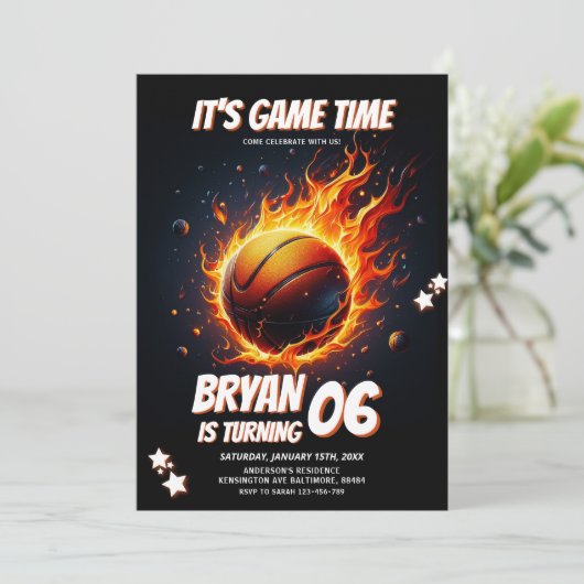 Het is Game Time Boys Basketbal Sport Verjaardag Kaart (Staand voorkant)