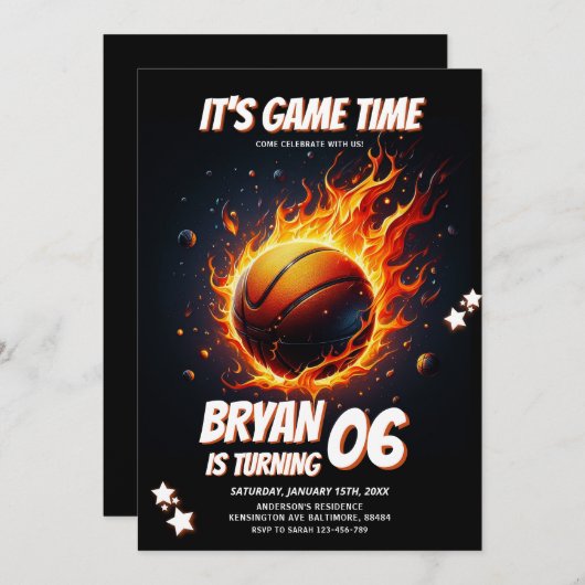 Het is Game Time Boys Basketbal Sport Verjaardag Kaart (Voorkant / Achterkant)