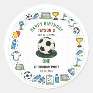 Het is Game Time football 1e verjaardag – Leuke ki Ronde Sticker