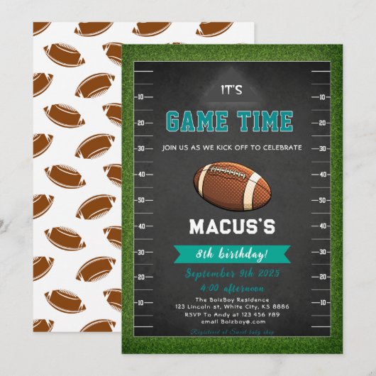 Het is GAME TIME Football Verjaardagsfeest Kaart (Voorkant / Achterkant)