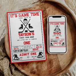 Het is Game Time Hockey 1e verjaardag partij Kaart