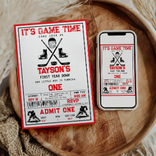 Het is Game Time Hockey 1e verjaardag partij Kaart