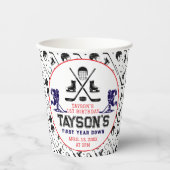 Het is Game Time Hockey 1e verjaardag partij Papieren Bekers (Voorkant)