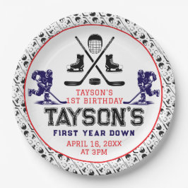 Het is Game Time Hockey 1e verjaardag partij Papieren Bordje