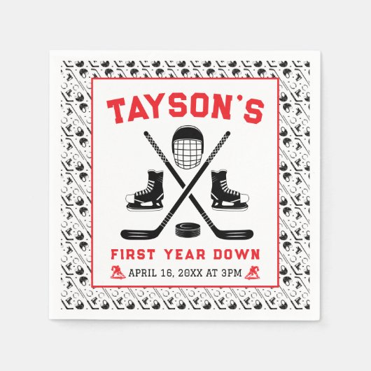 Het is Game Time Hockey 1e verjaardag partij Servet (Voorkant)