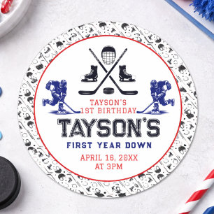 Het is Game Time Hockey 1e Verjaardagsfeestje Ronde Sticker