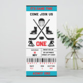 Het is Game Time Hockey Ticket 1e verjaardagsfeest Kaart (Staand voorkant)