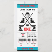 Het is Game Time Hockey Ticket 1e verjaardagsfeest Kaart (Voorkant)